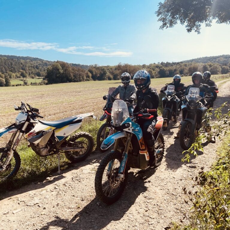 Us on motor cycles ready to head out